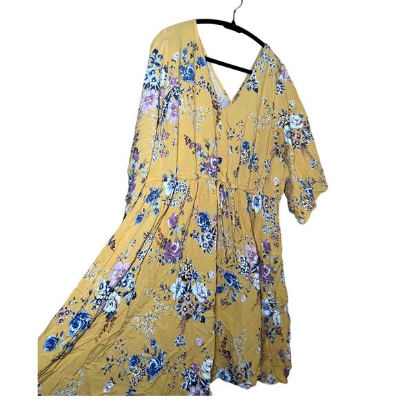 Torrid Yellow Floral Dress - Adjustable Drawstring Tie - Picture 2 of 9